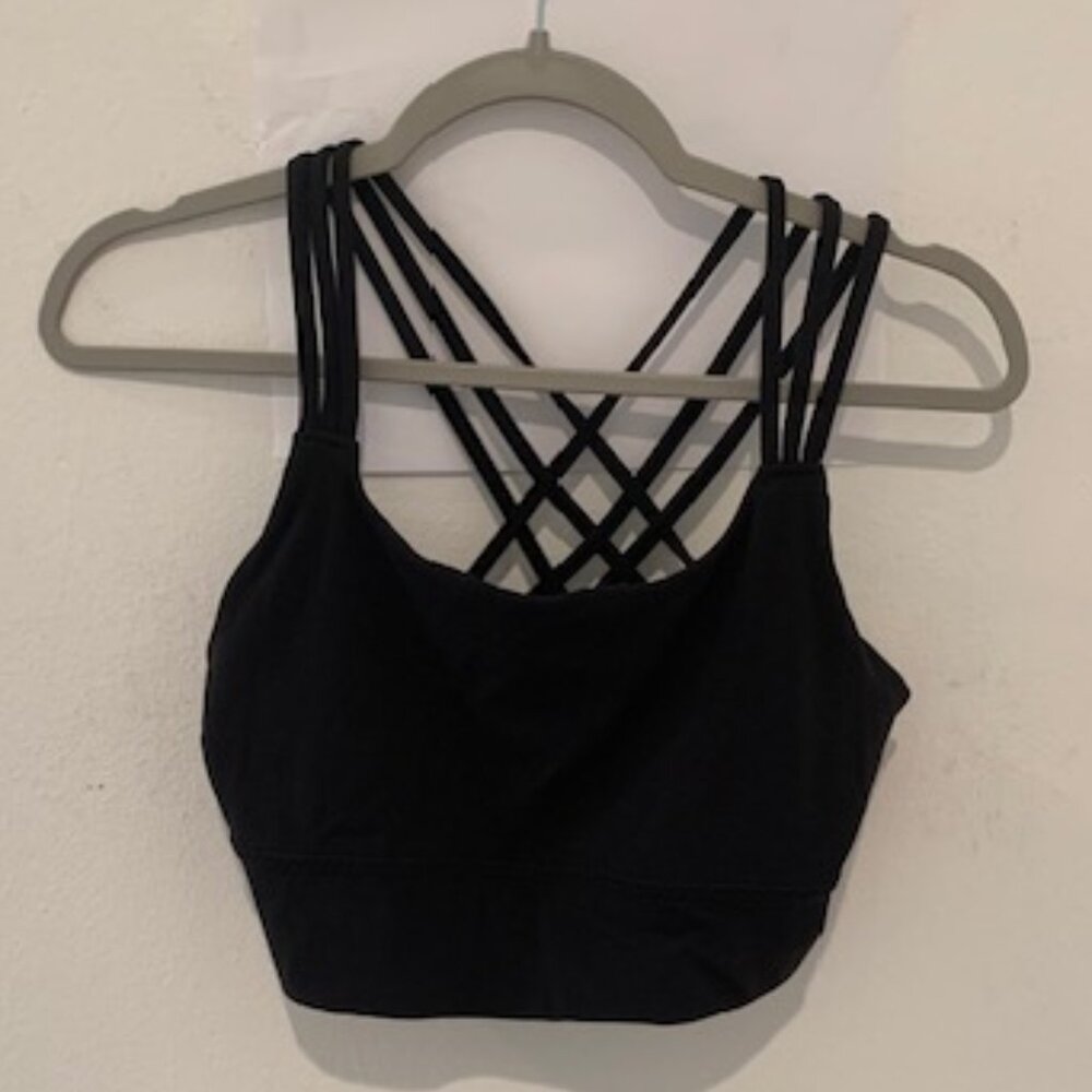 Athleta black criss cross strap sports bra size medium